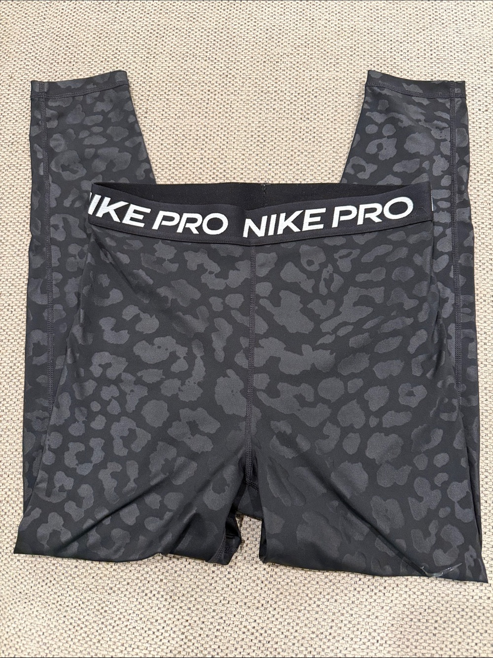 Nike Pro Black & Dark Gray Leopard Print Leggings